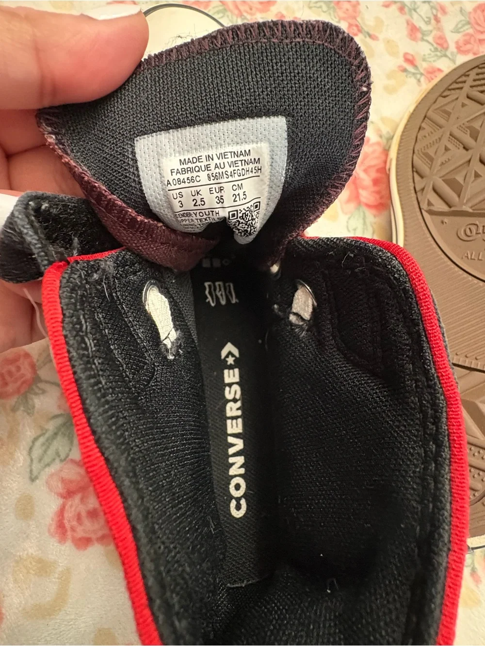 Converse Kids High-Top Sneakers in Burgundy, Black and White
